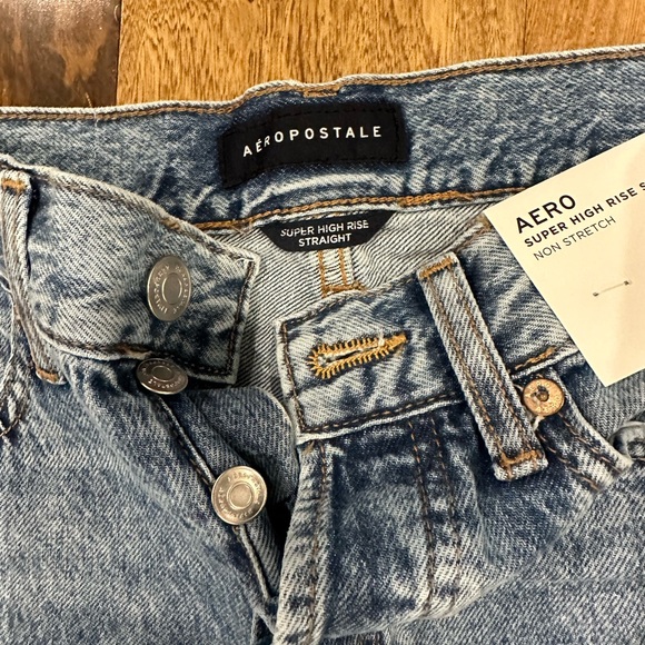 NWT AERO Super High Rise Straight Leg Denim Jeans NWT size 0 Regular - Picture 2 of 6